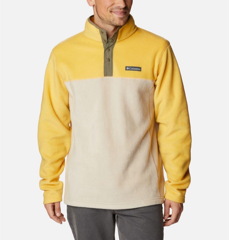 Beige Men\'s Columbia Steens Mountain Half Snap Fleece Pullover | ZIWGK-3018