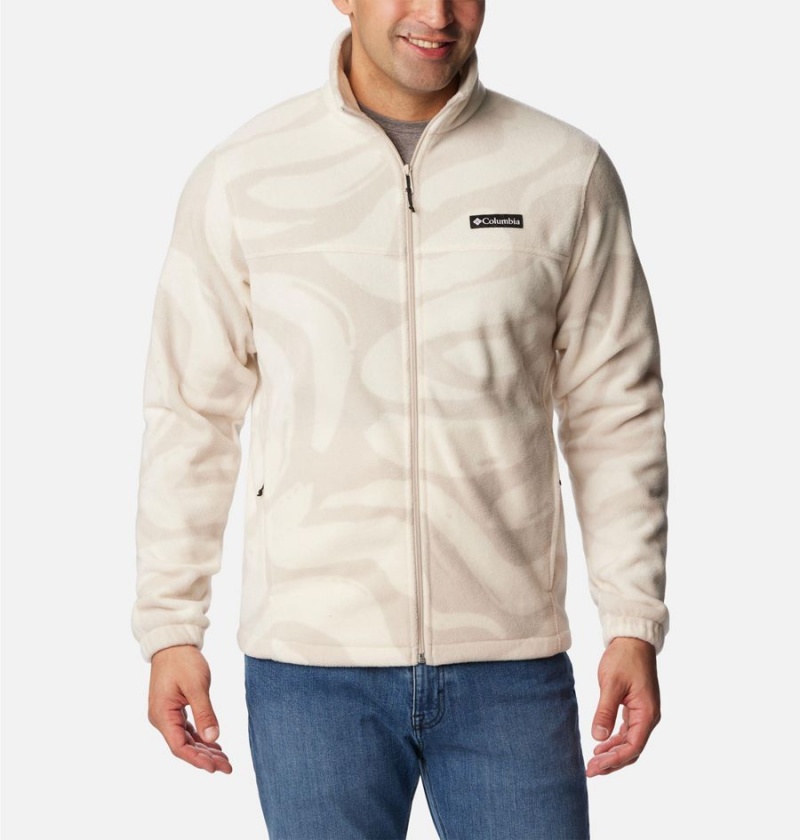 Beige Men\'s Columbia Steens Mountain Printed Fleece Jacket | BJLPM-1365