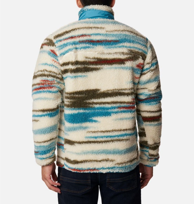 Beige Men's Columbia Winter Pass Printed Fleece Jacket | BPZLE-8243