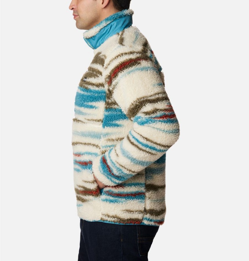 Beige Men's Columbia Winter Pass Printed Fleece Jacket | BPZLE-8243