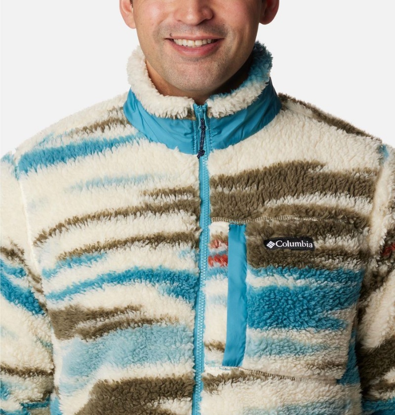 Beige Men's Columbia Winter Pass Printed Fleece Jacket | BPZLE-8243