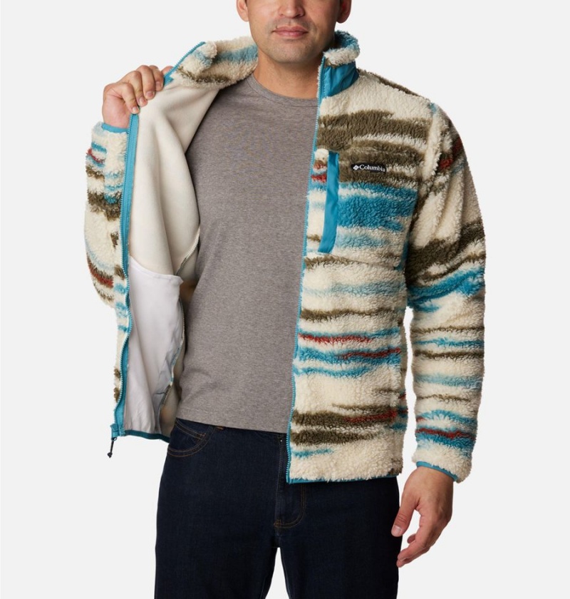 Beige Men's Columbia Winter Pass Printed Fleece Jacket | BPZLE-8243