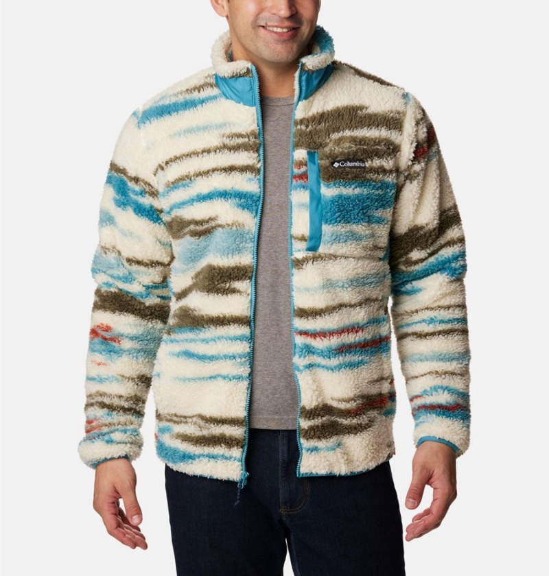 Beige Men's Columbia Winter Pass Printed Fleece Jacket | BPZLE-8243