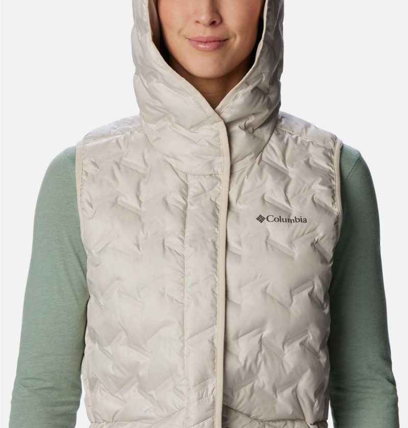 Beige Women's Columbia Delta Ridge Hooded Vest | HJYEK-6301