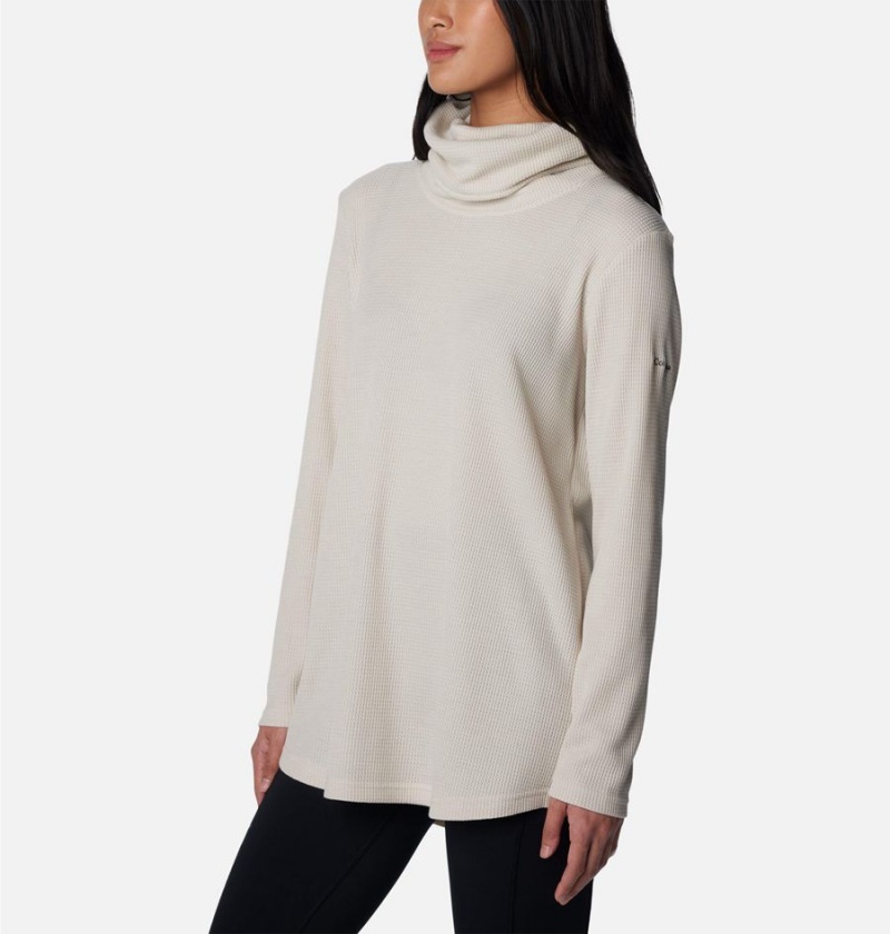 Beige Women's Columbia Holly Hideaway Waffle Cowl Neck Pullover | TIGJF-6719