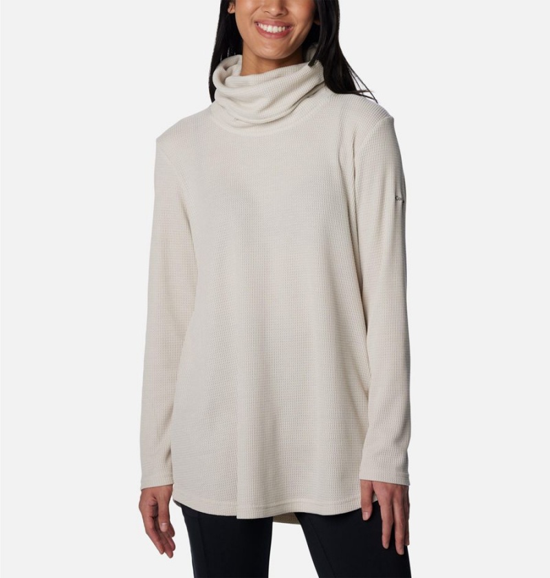 Beige Women\'s Columbia Holly Hideaway Waffle Cowl Neck Pullover | TIGJF-6719