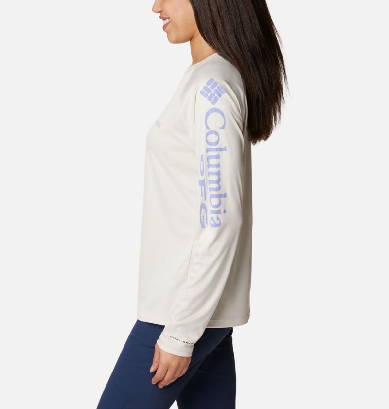 Beige Women's Columbia PFG Tidal II Long Sleeve T-Shirt | WZEOA-8127