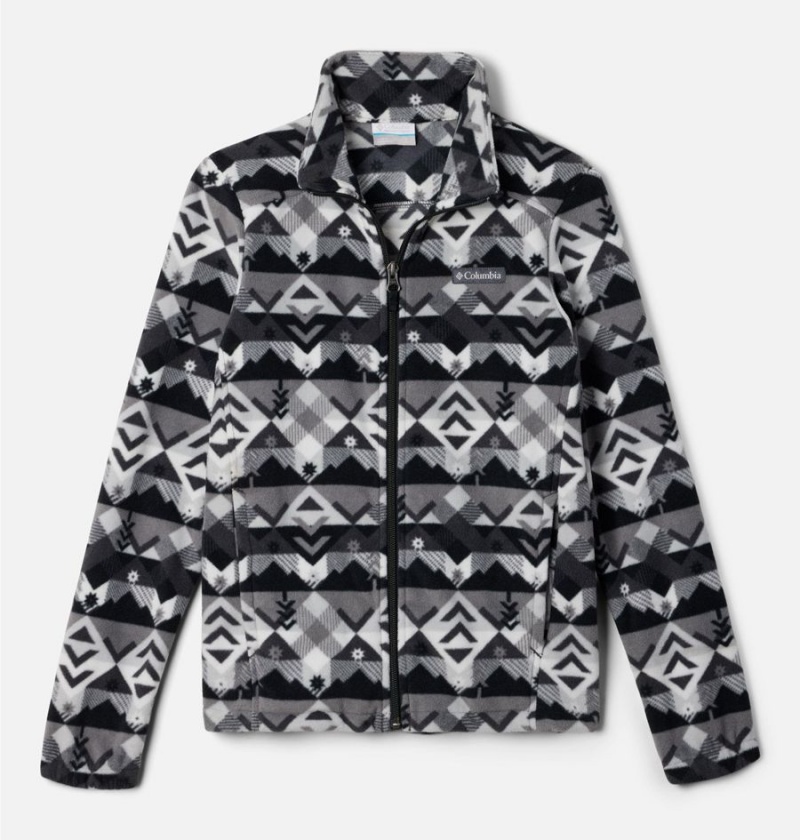 Black Kids\' Columbia Castle Dale Printed Full Zip Fleece | KPWZY-4820