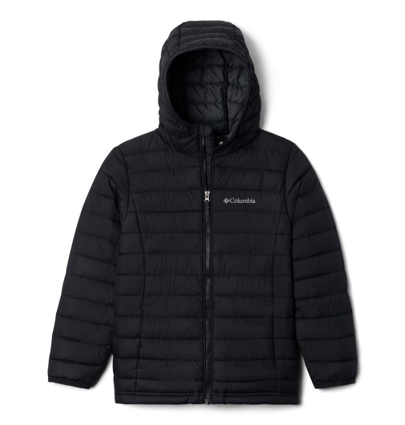 Black Kids\' Columbia Powder Lite Hooded Jacket | EZMAO-1864