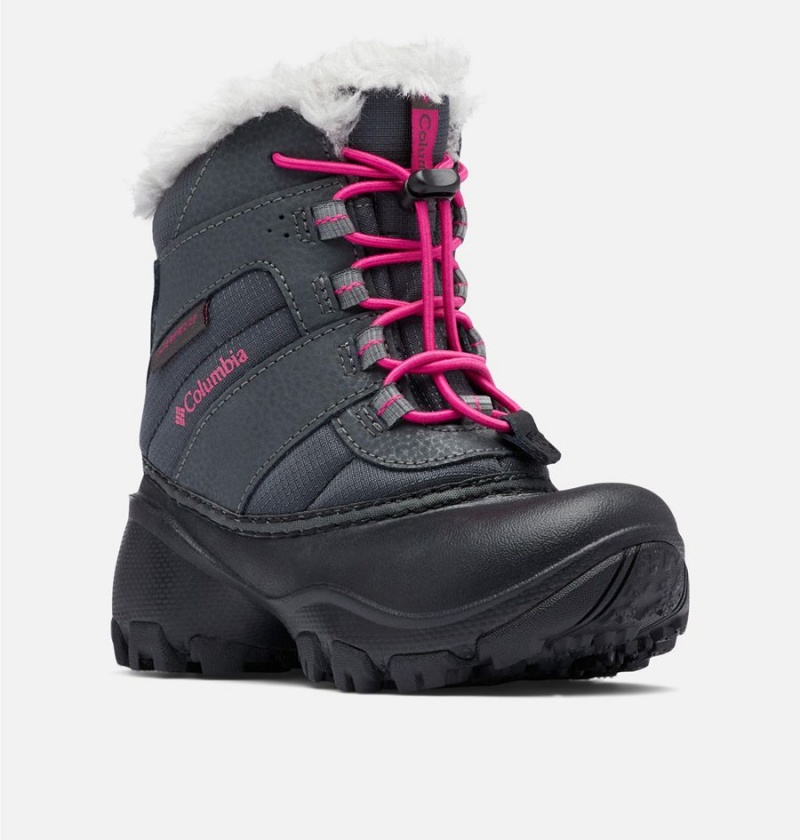 Black Kids' Columbia Rope Tow Waterproof Faux-Fur Trim Boots | YKBJH-2631