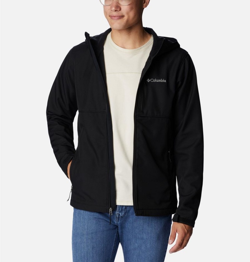 Black Men's Columbia Ascender Hooded Softshell Jackets | LJVGD-9045