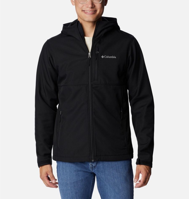 Black Men\'s Columbia Ascender Hooded Softshell Jackets | LJVGD-9045