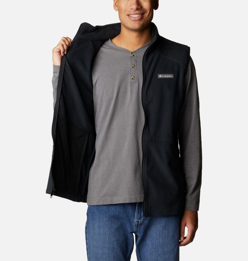 Black Men's Columbia Castle Dale Fleece Vest | KRDPM-0715