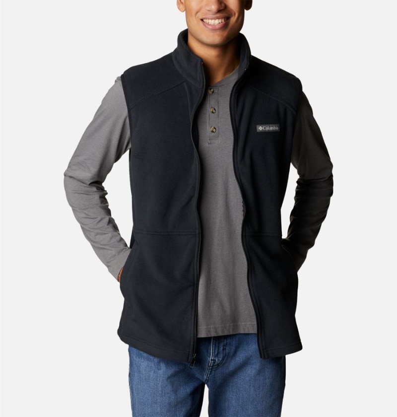 Black Men's Columbia Castle Dale Fleece Vest | KRDPM-0715