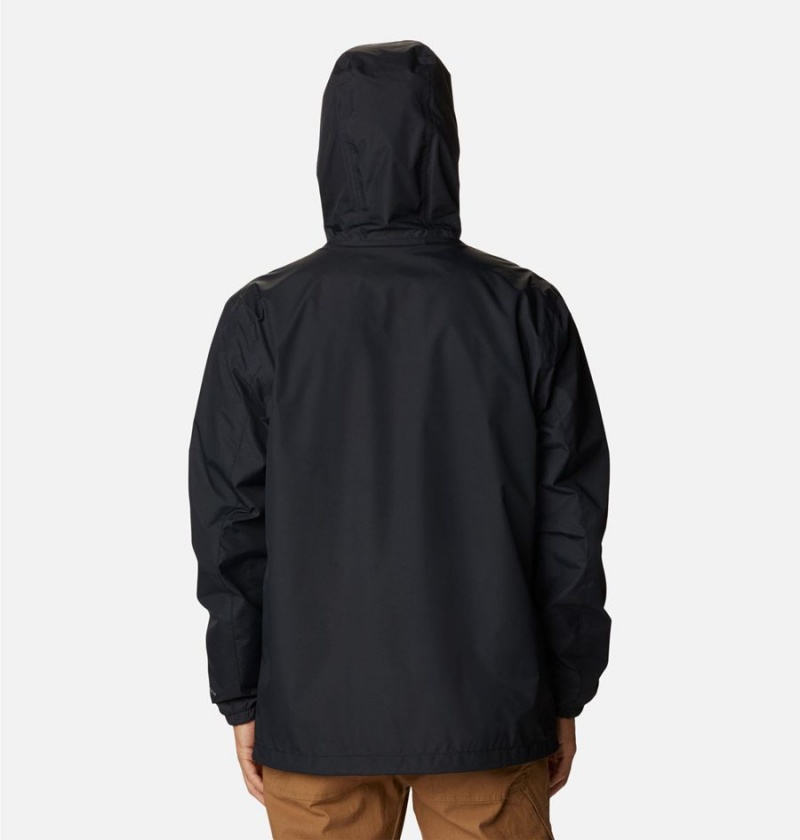 Black Men's Columbia Cedar Cliff Rain Jacket | LKNWG-0321