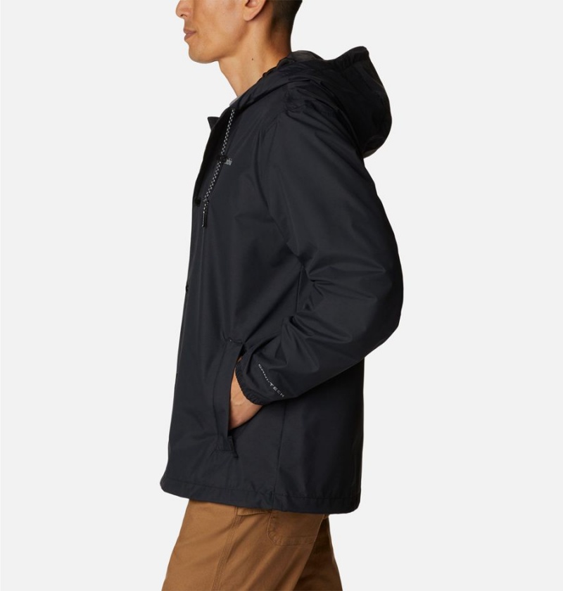 Black Men's Columbia Cedar Cliff Rain Jacket | LKNWG-0321