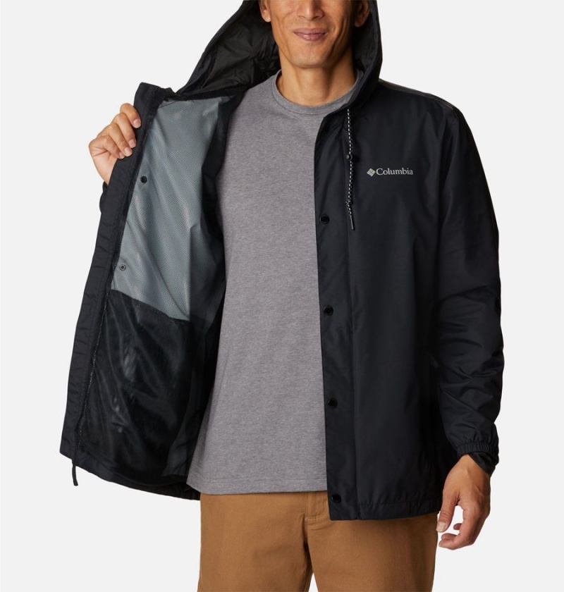 Black Men's Columbia Cedar Cliff Rain Jacket | LKNWG-0321