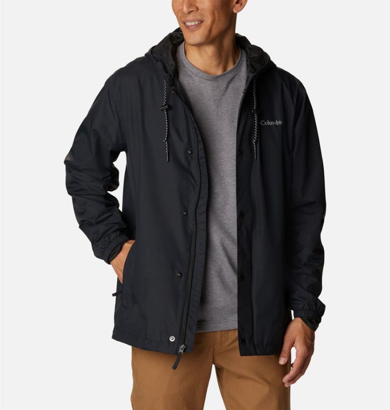 Black Men's Columbia Cedar Cliff Rain Jacket | LKNWG-0321