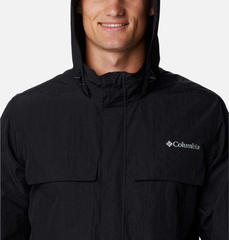 Black Men's Columbia Coho River Jacket Windbreaker | PWFVQ-0427