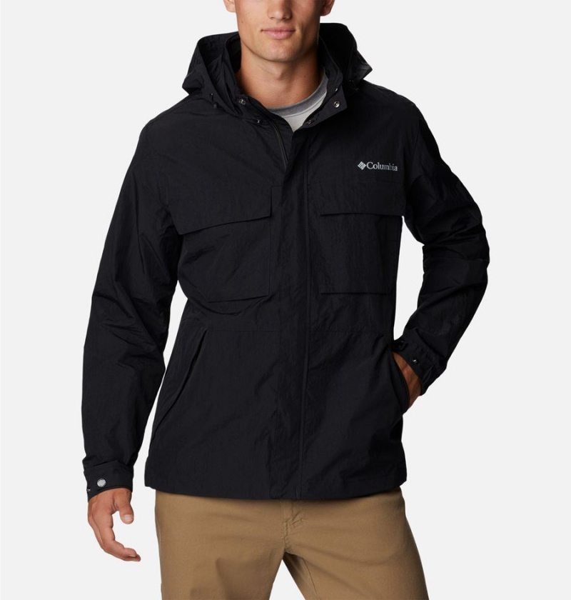 Black Men\'s Columbia Coho River Jacket Windbreaker | PWFVQ-0427