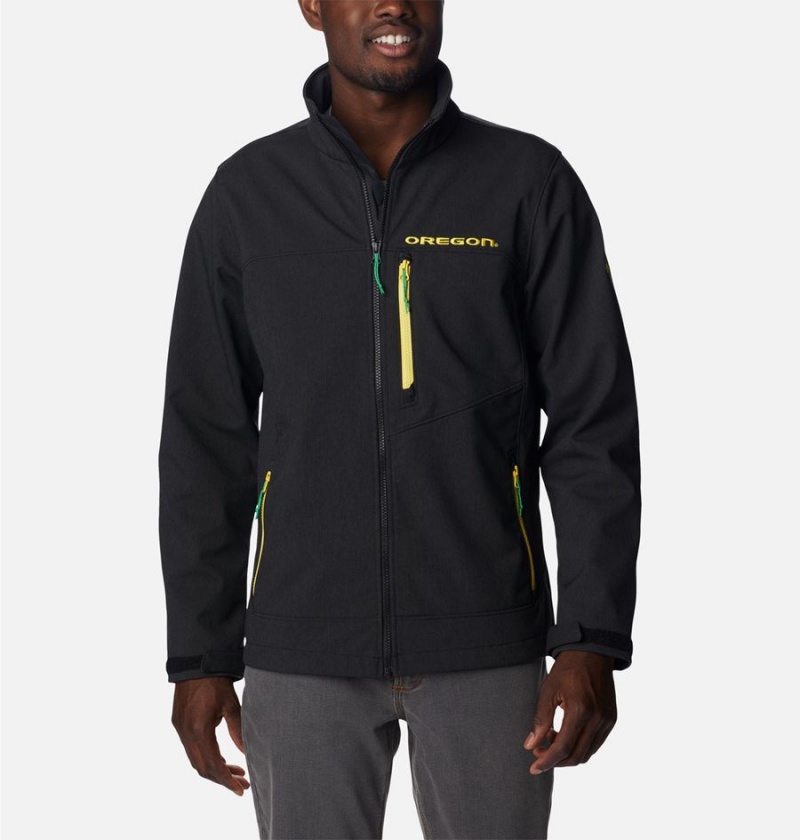 Black Men\'s Columbia Collegiate Ascender II - Oregon Softshell Jackets | SBWZR-6798