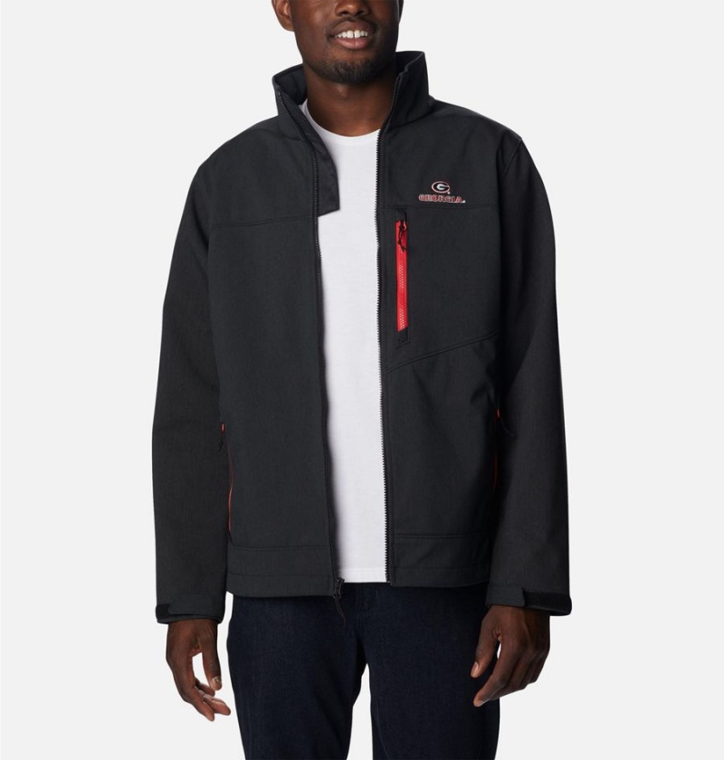 Black Men's Columbia Collegiate Ascender II - Georgia Softshell Jackets | GNKIQ-1204