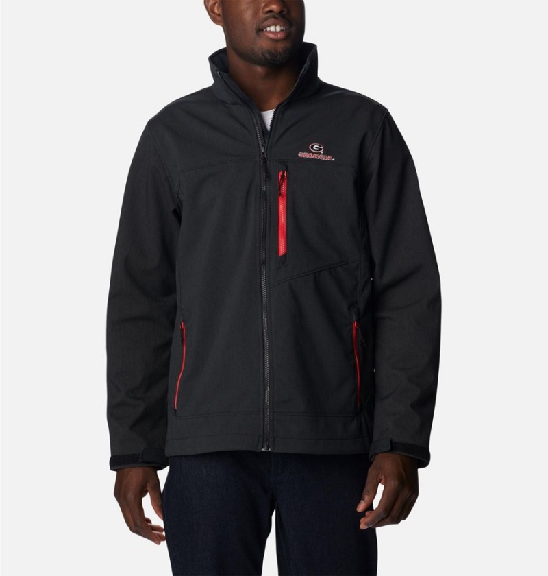 Black Men\'s Columbia Collegiate Ascender II - Georgia Softshell Jackets | GNKIQ-1204