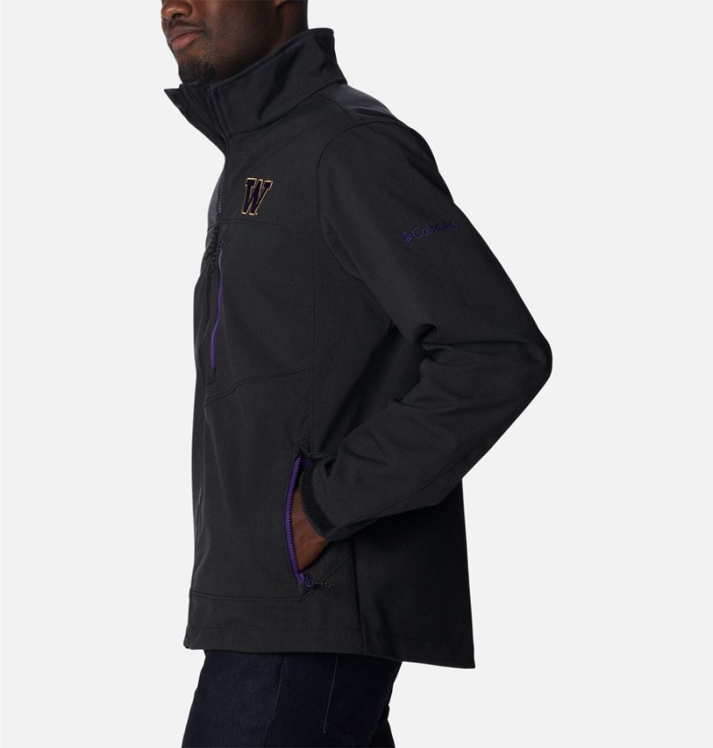 Black Men's Columbia Collegiate Ascender II - Washington Softshell Jackets | ZHFAW-7092