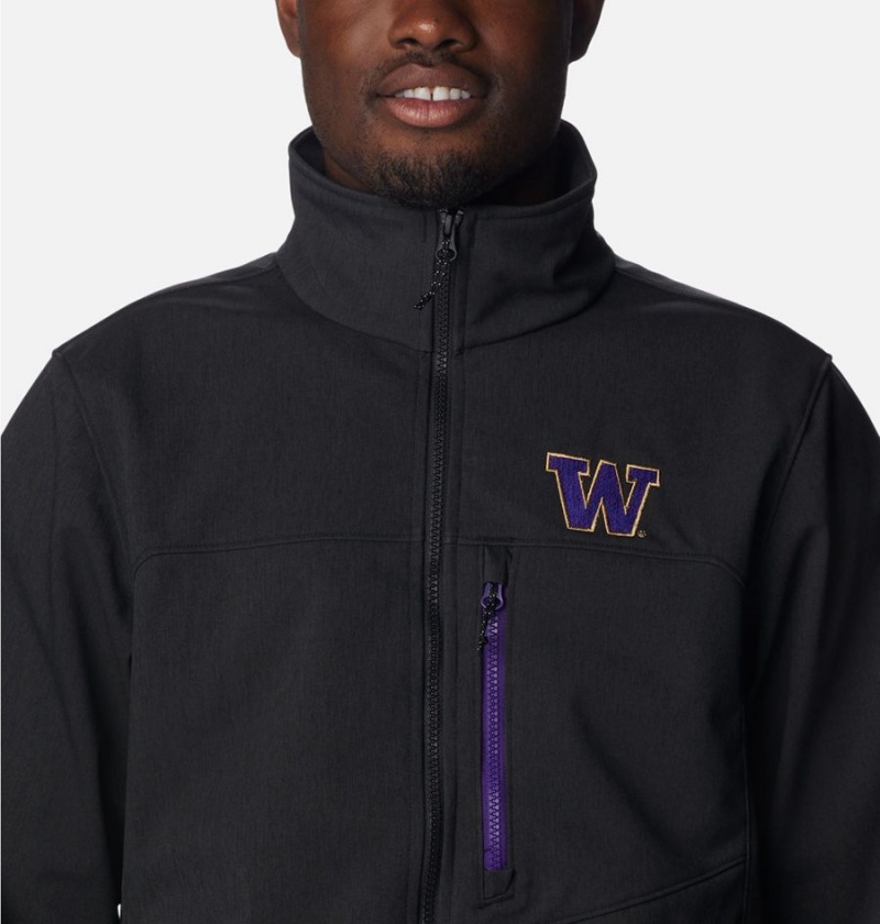 Black Men's Columbia Collegiate Ascender II - Washington Softshell Jackets | ZHFAW-7092