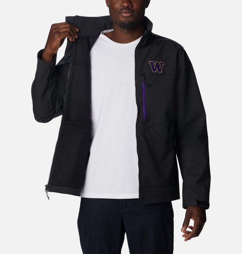 Black Men's Columbia Collegiate Ascender II - Washington Softshell Jackets | ZHFAW-7092