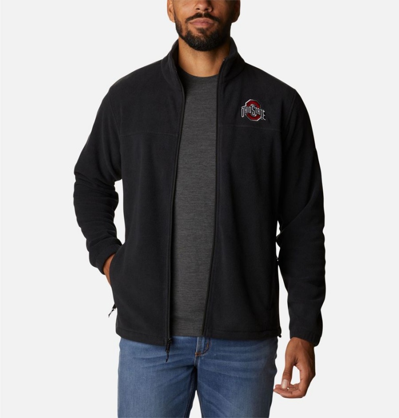 Black Men's Columbia Collegiate Flanker III Fleece Jacket - Ohio Pullover | WJBSK-1604