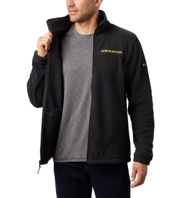 Black Men's Columbia Collegiate Flanker III - Oregon Fleece Jacket | WJPQH-3562