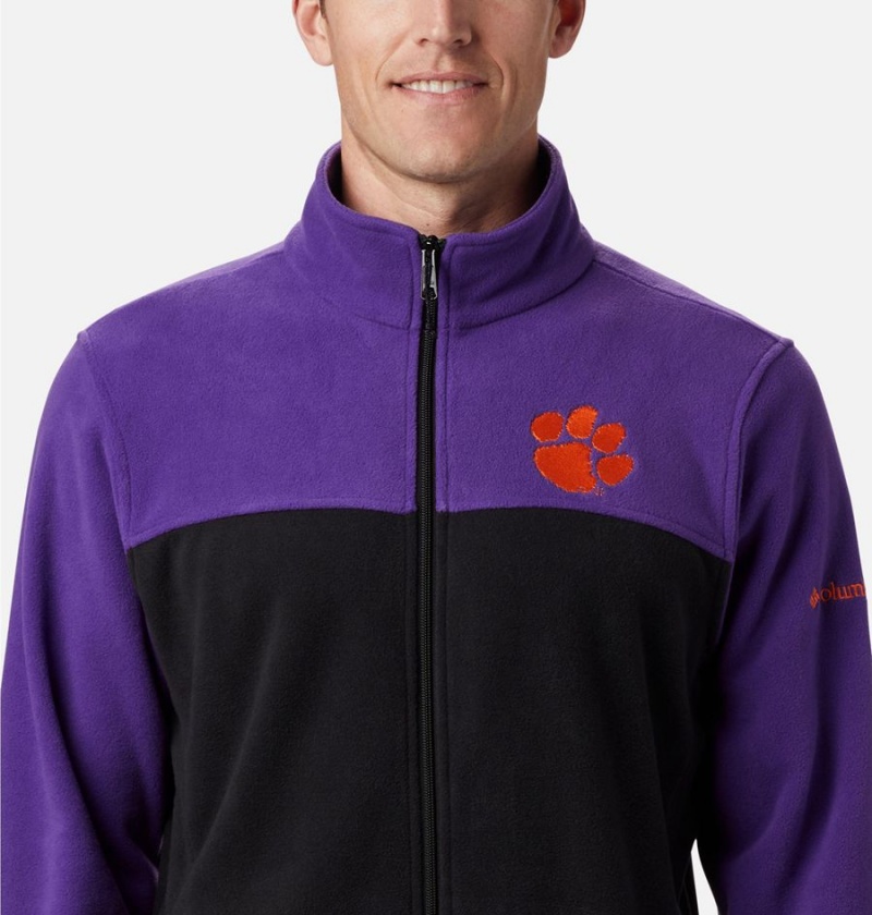 Black Men's Columbia Collegiate Flanker III - Clemson Fleece Jacket | UHRLE-9482