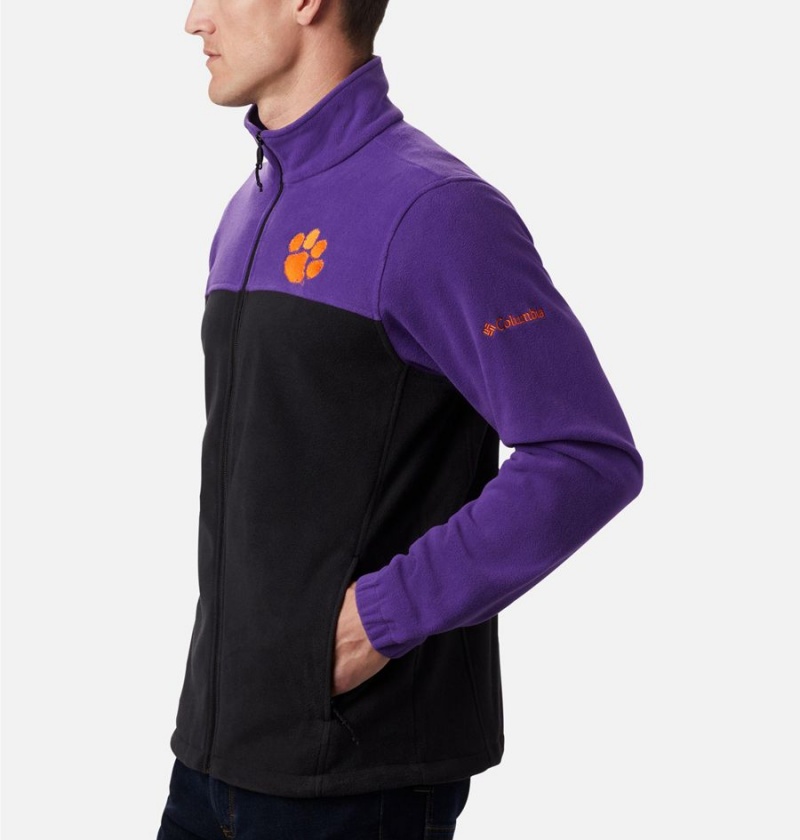 Black Men's Columbia Collegiate Flanker III - Clemson Fleece Jacket | UHRLE-9482