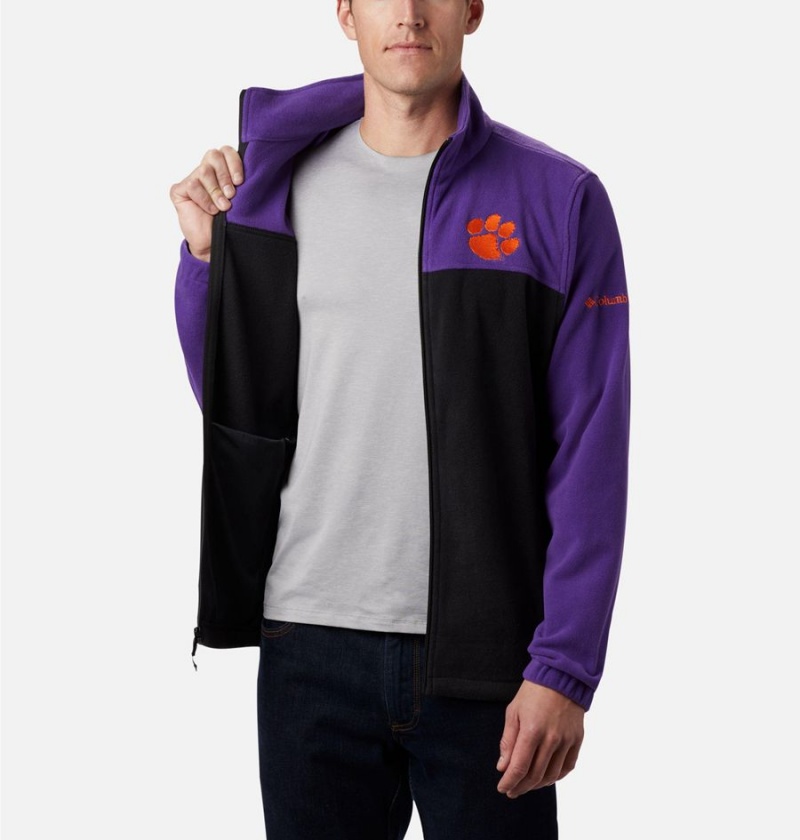 Black Men's Columbia Collegiate Flanker III - Clemson Fleece Jacket | UHRLE-9482