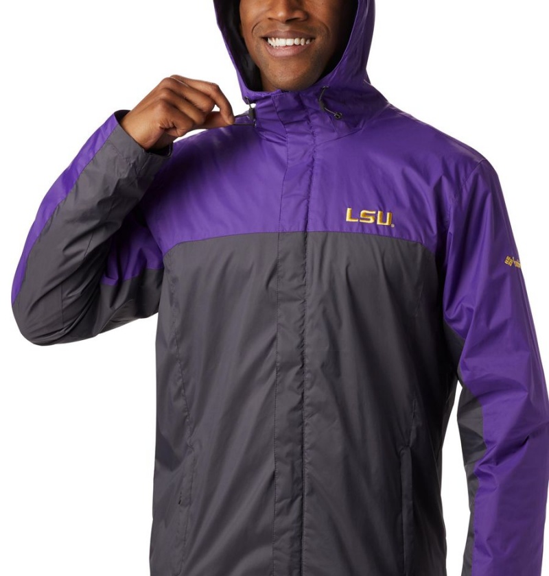 Black Men's Columbia Collegiate Glennaker Storm - LSU Rain Jacket | DUSXE-0752