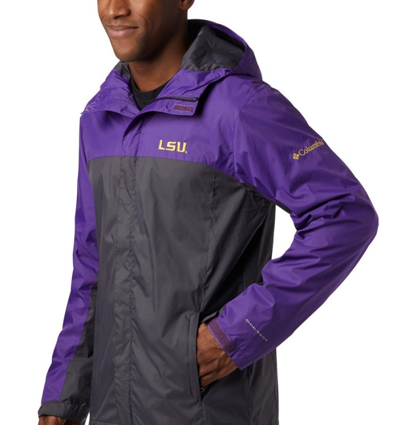 Black Men's Columbia Collegiate Glennaker Storm - LSU Rain Jacket | DUSXE-0752