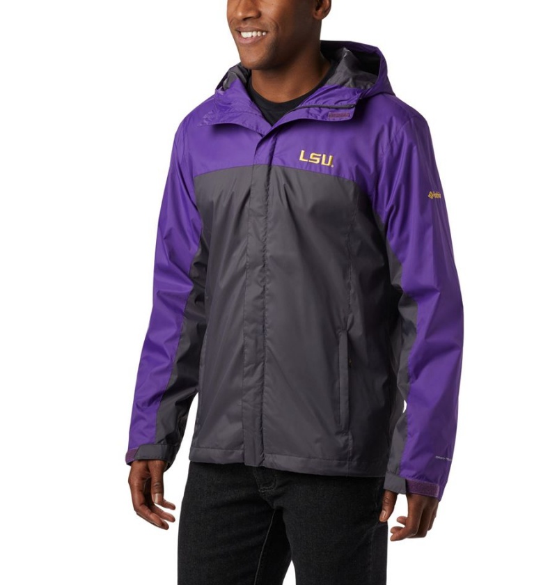 Black Men\'s Columbia Collegiate Glennaker Storm - LSU Rain Jacket | DUSXE-0752