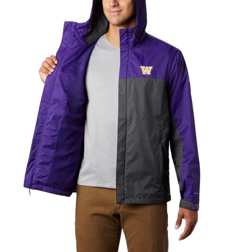 Black Men's Columbia Collegiate Glennaker Storm - Washington Rain Jacket | GDRPK-6193