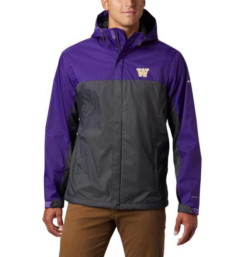 Black Men\'s Columbia Collegiate Glennaker Storm - Washington Rain Jacket | GDRPK-6193