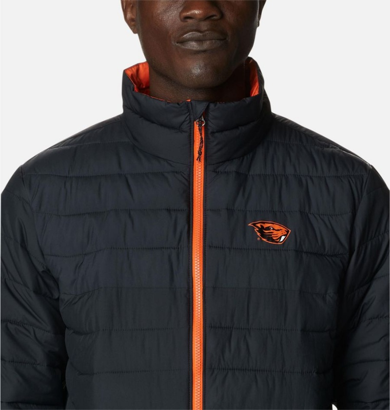 Black Men's Columbia Collegiate Powder Lite - Oregon State Insulated Puffer Jacket | ILUEX-9857