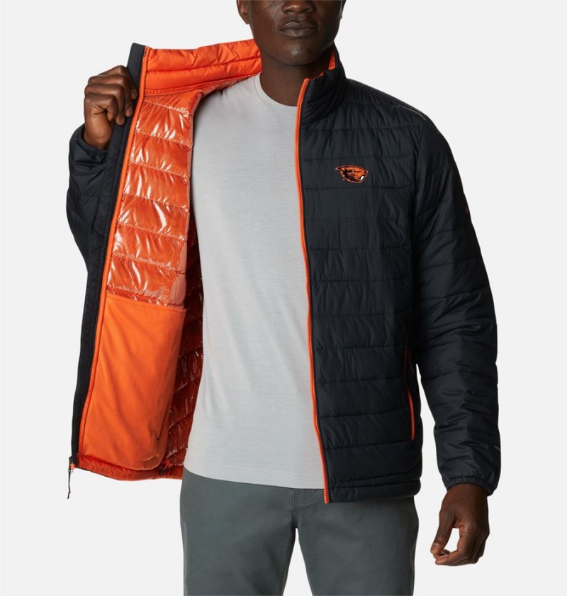 Black Men's Columbia Collegiate Powder Lite - Oregon State Insulated Puffer Jacket | ILUEX-9857