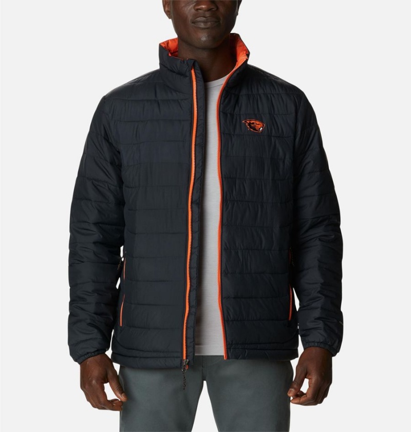 Black Men's Columbia Collegiate Powder Lite - Oregon State Insulated Puffer Jacket | ILUEX-9857