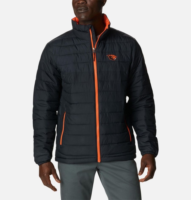 Black Men\'s Columbia Collegiate Powder Lite - Oregon State Insulated Puffer Jacket | ILUEX-9857