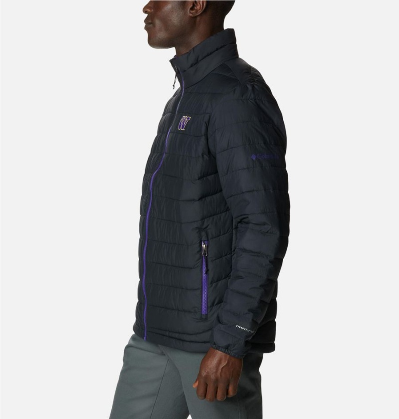 Black Men's Columbia Collegiate Powder Lite - Washington Insulated Puffer Jacket | VMNKP-2573