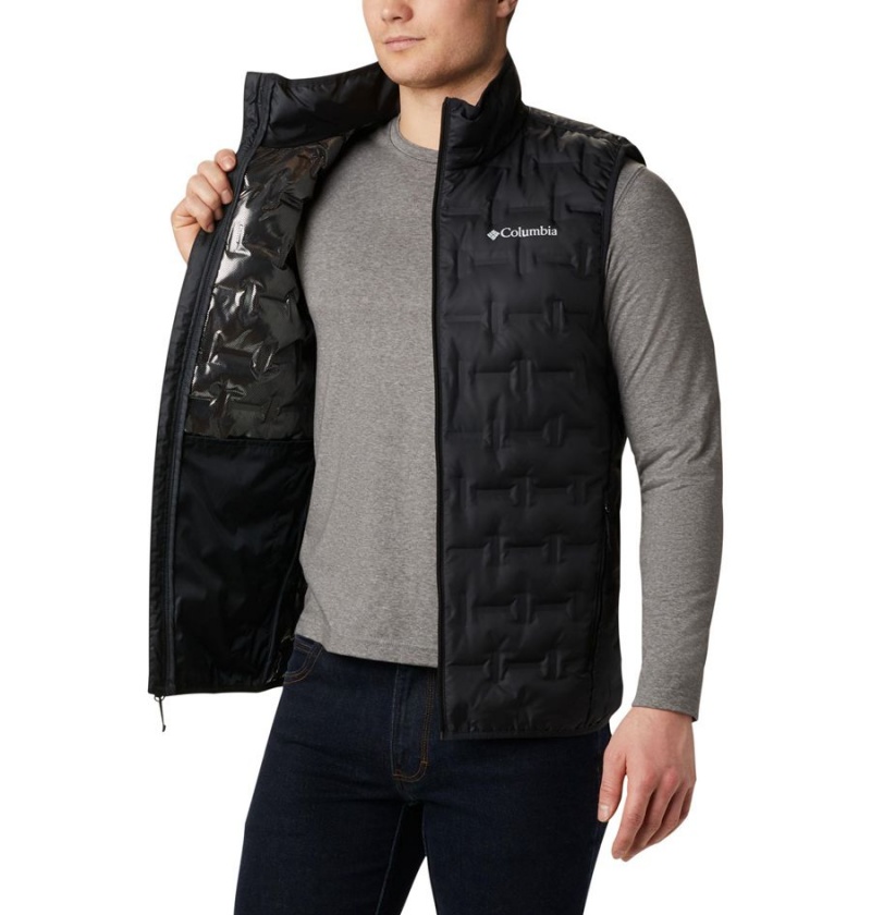 Black Men's Columbia Delta Ridge Down Vest | IHBDL-5734