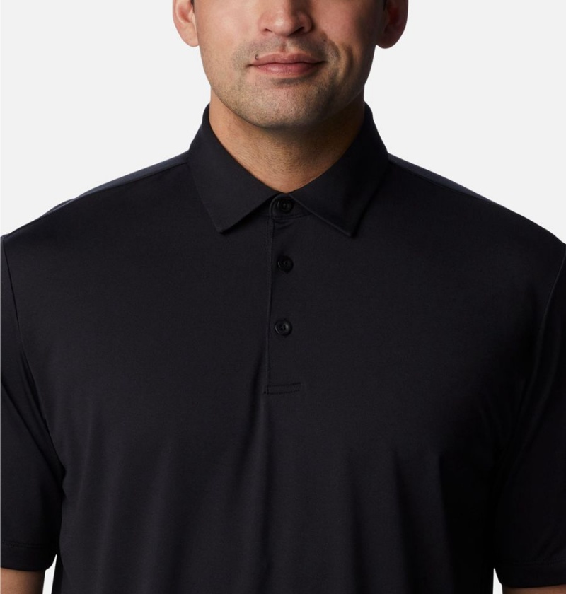 Black Men's Columbia Drive Golf Polo Shirt | YOAJD-6531