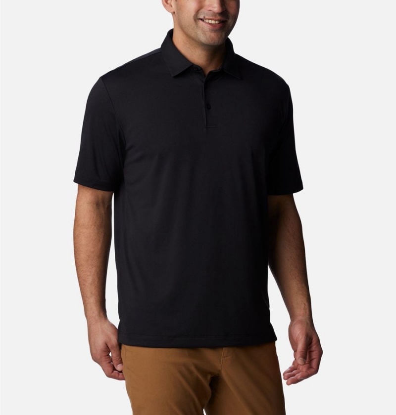 Black Men's Columbia Drive Golf Polo Shirt | YOAJD-6531