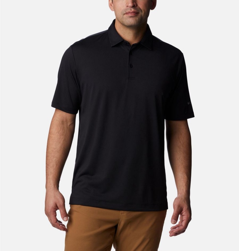 Black Men\'s Columbia Drive Golf Polo Shirt | YOAJD-6531