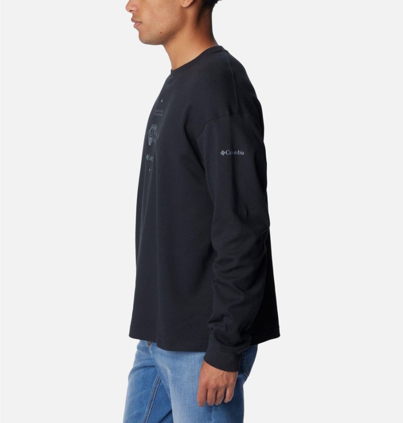 Black Men's Columbia Duxbery Relaxed Long Sleeve T-Shirt | PNTXE-4095